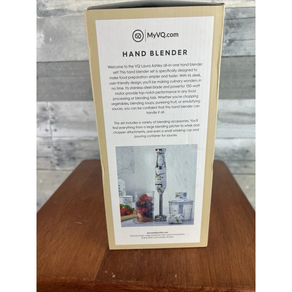 Laura Ashley 4-in-1 Hand Blender Set Floral Print 150W Whisk Chopper New Box